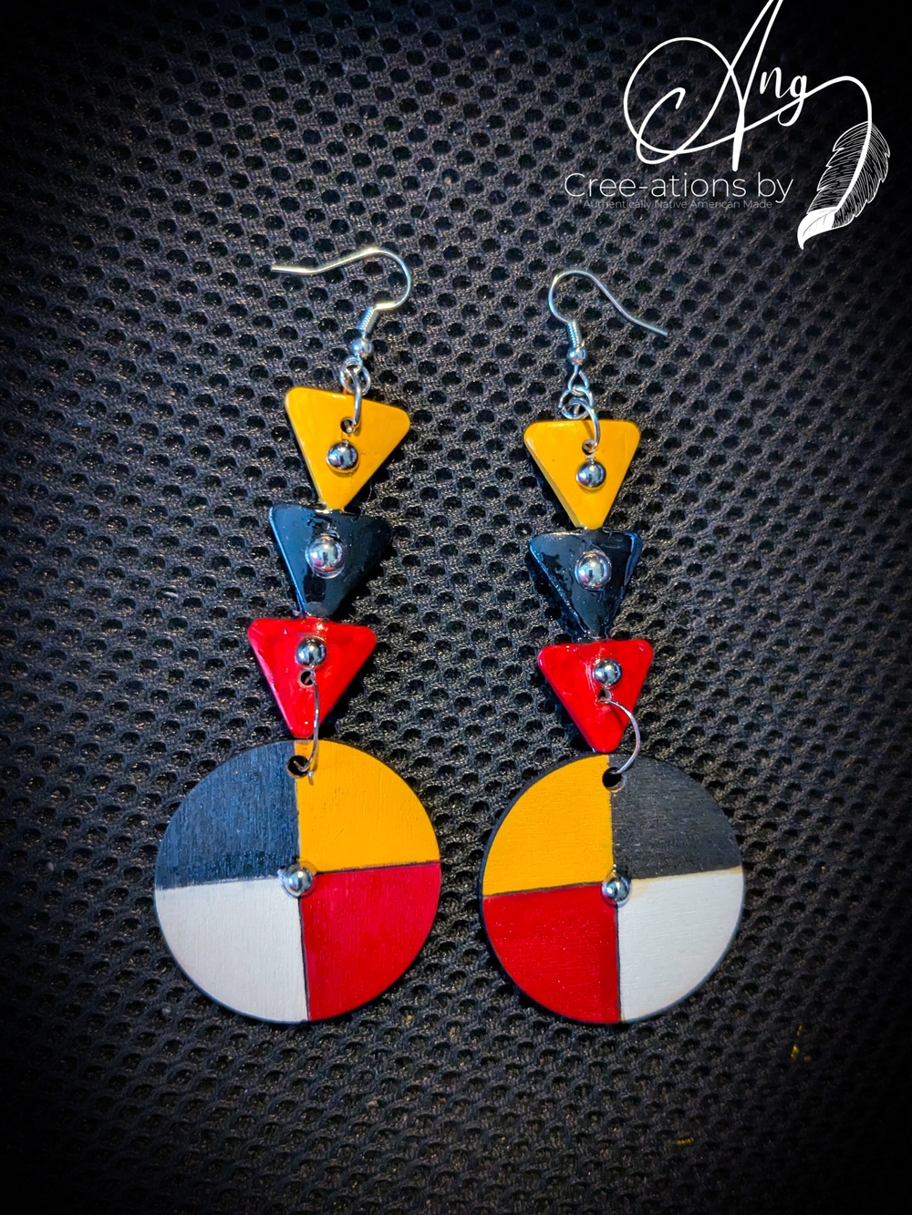 Hand Painted Native Medicine Wheel Earrings